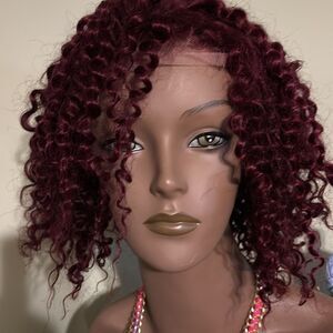 100% human hair curly black womens wig with center part